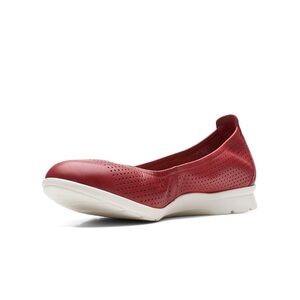 ★ Clarks Women's Jenette Ease Ballet Flat - Red Leather ★